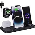 6-in-1 Fast Wireless Charging Station for iPhone 16/15/14/13, Apple Watch Ultra/9/8, AirPods Pro,18W Qi-Certified (with QC3.0 Adapter)