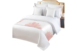 HOMECHOID Blush Pink Gold Bed Runner for Full/Queen Size Bed, Bedspread Protector Slipcover Bed Scarf for Foot Bed Runners & Scarves for Bedroom Hotel Wedding Room 83x20 Inches Abstract Contemporary Flower Art