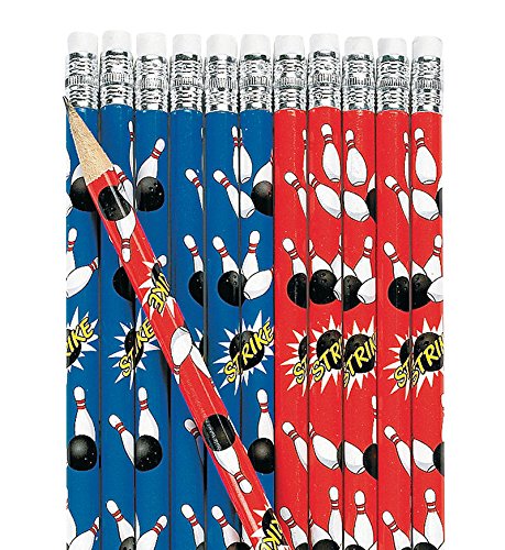 Bowling Party 133 piece Party Pack Bundle Kid's Favors (12 Goodie Gift Boxes, 12 Slap Bracelets, 72 Tattoos, 12 Gold Medals, 24 Pencils, Bonus Folding Flying Disc)