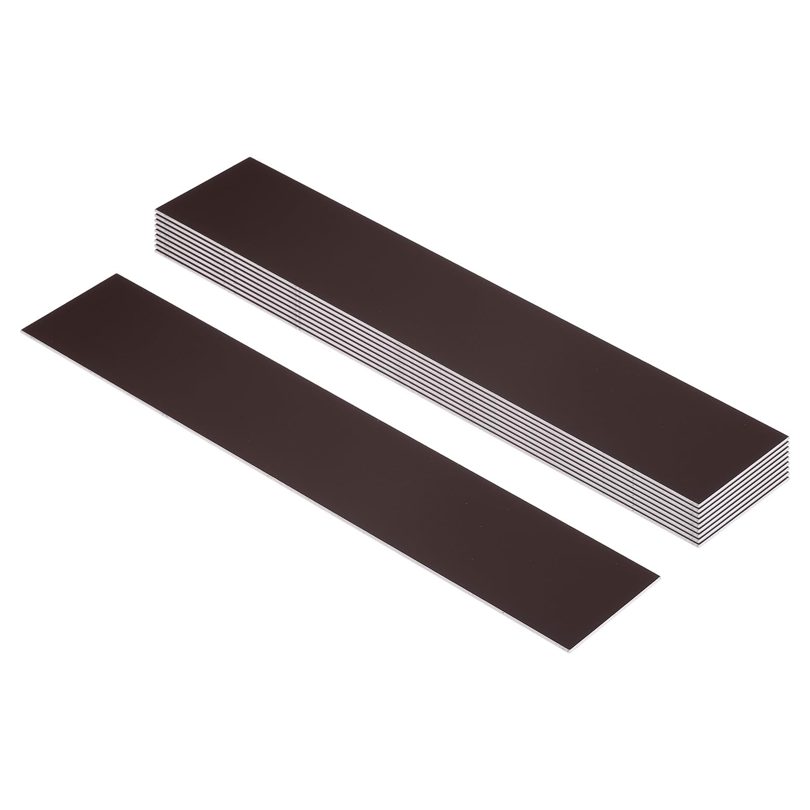 PATIKIL 10x2inch Blank Name Plates, 10Pcs Custom Engraved Name Plate Rectangle Laser Engraving Blanks for Personalized Office Desk DIY Painting Supplies, Dark Brown, White