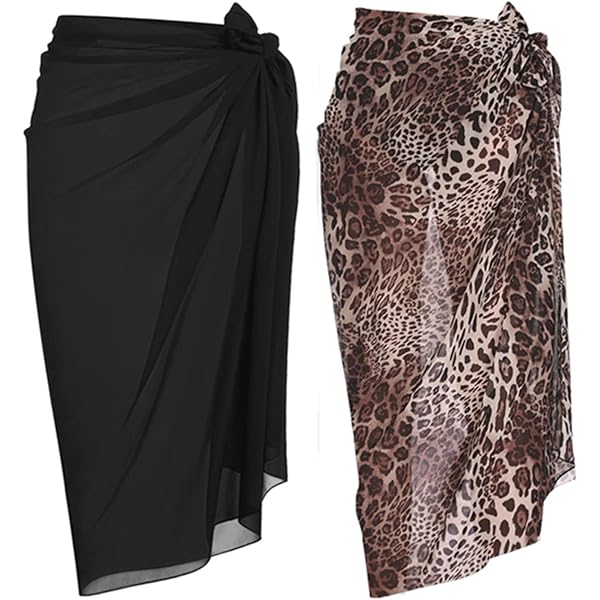 Women Floral Lace Fishnet Bikini Cover Up Maxi Long Skirt