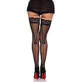 Leg Avenue womens Contrast Color Sheer Backseam Thigh Highs