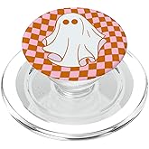 Retro Groovy Checkered Checkerboard Ghost Halloween PopSockets PopGrip for MagSafe