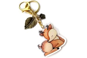 Cute Deer Keychain by Adore By Nat - Handcrafted Watercolor Woodland Forest Fawn Animal Acrylic Charm Keyring