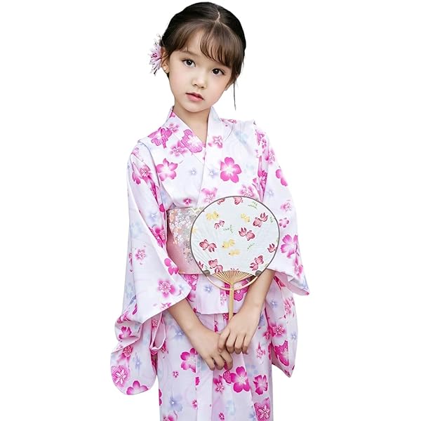 Amazon.com: Yeodong Yukata Girls 3-Pieces Set Kimono Jinbei kids