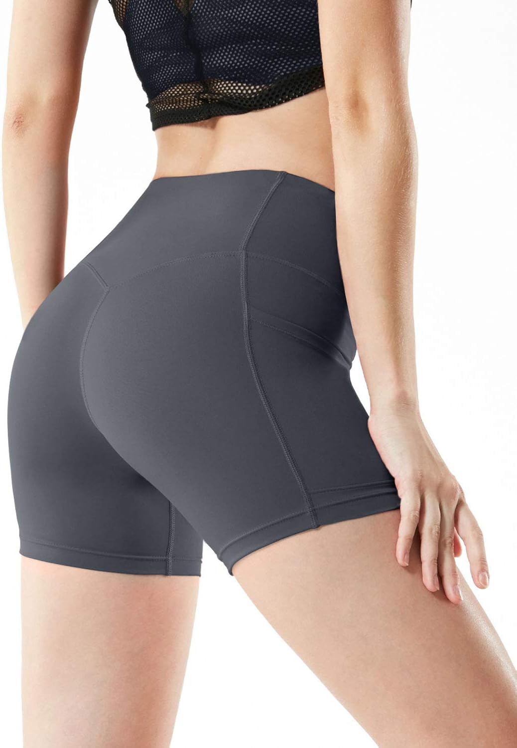ATHLIO 1, 2 or 3 Pack Women's High Waist Tummy Control Yoga Shorts, Workout Exercise Shorts, Running Shorts w Pocket: Clothing