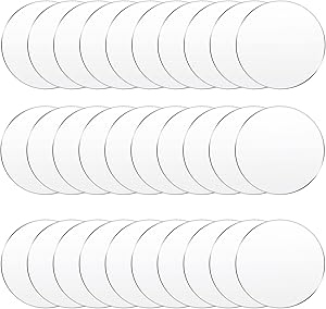 30 Pieces Clear Acrylic Circles Clear Disc Transparent Acrylic Round Circle Clear Disc Acrylic Sheet Acrylic Plastic Disc for Art Project and DIY for Drink or Protection for Furniture (3.5 Inch)