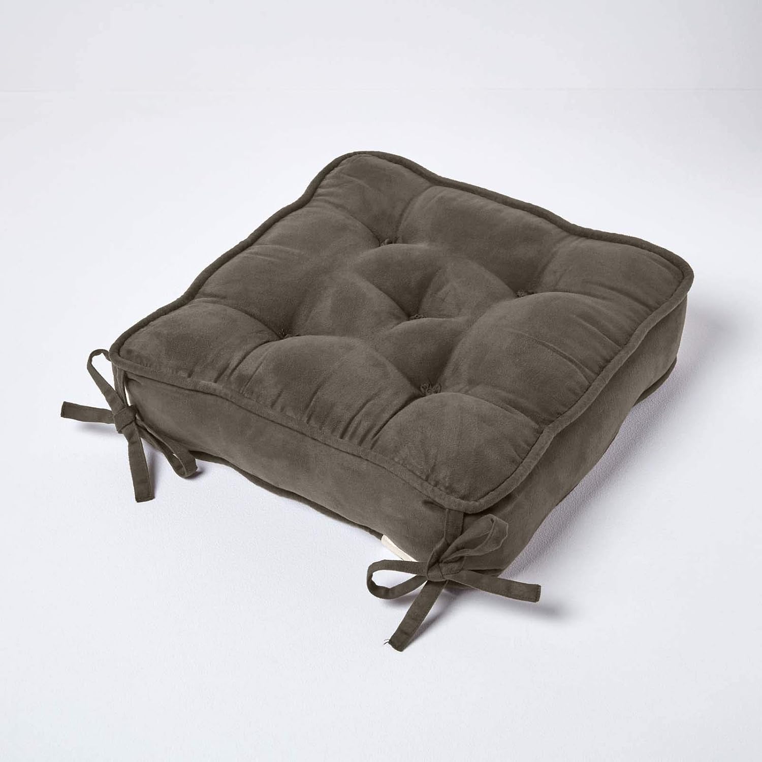 HOMESCAPES Grey Dining Chair Booster Cushion Large Firm 40cm Square Seat Pad with Supportive 10cm Thick Lift Luxury Soft Grey Faux Suede Cushion for The Elderly Post-Operative and Pregnancy - Image 3
