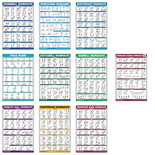 QuickFit 10 Pack - Exercise Workout Poster Set - Resistance Bands Volume 1 & 2, Dumbbell, Suspension QuickFit 10 Pack - Exercise Workout Poster Set - Resistance Bands Volume 1 & 2, Dumbbell, Suspension