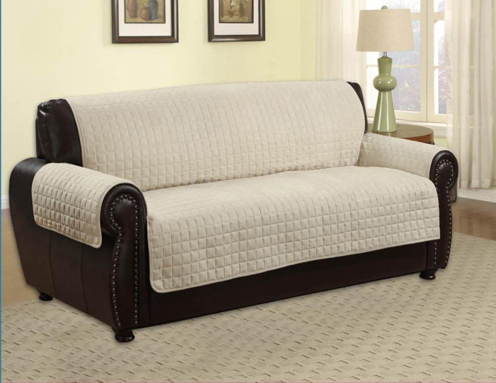 Quilted Microfiber Pet Dog Couch Sofa Furniture Protector Cover, Kashi, , (Sofa, Beige)