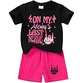 SEVEN YOUNG Toddler Baby Girls Summer Outfits Smiley Face Short Sleeve T-Shirt + Shorts Set Cute 2Pcs Clothes 6M-5T