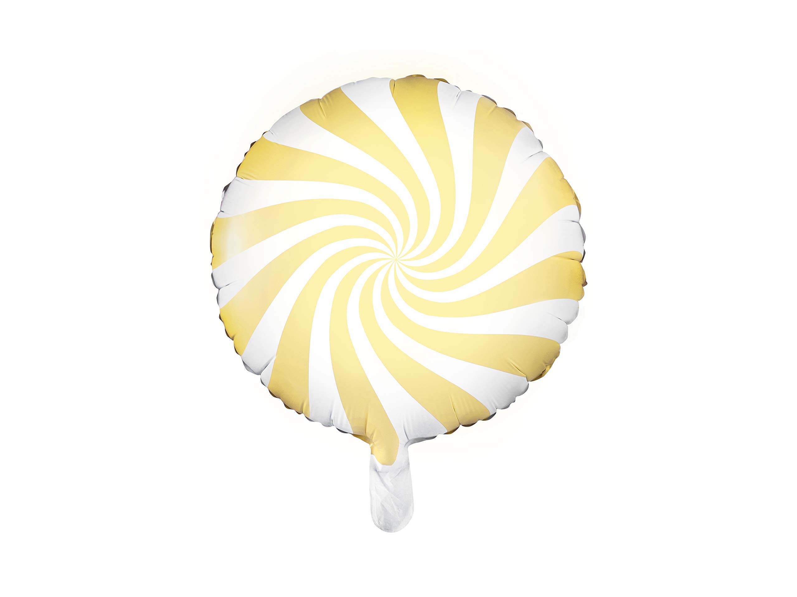 PartyDeco Foil Candy Lolly Balloon in Light Yellow White - Hel Balloon Round Size Approx. 35 cm Balloon Garland Backdrop Wedding Decoration Birthday Christmas Halloween