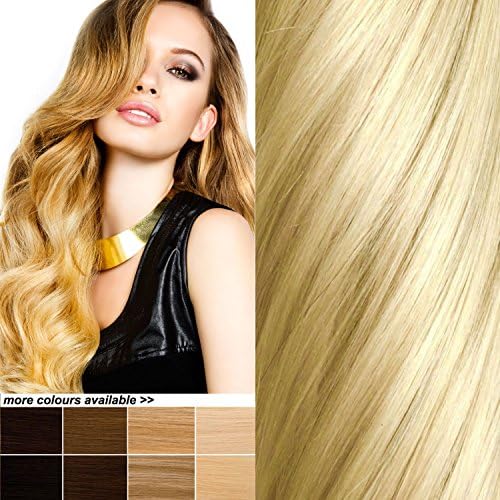 Full Head Clip in Human Hair Extensions real remy extension clip on (20 inch 24 GOLDEN BLONDE)