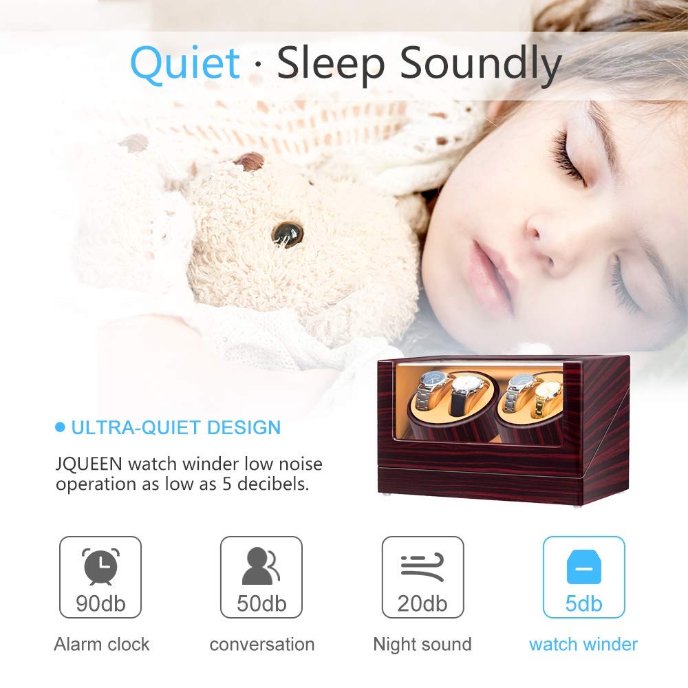 JQUEEN Watch Winder Winds 4 Heavy Watches with Quiet Motor