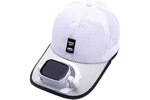 BYROTSON Mens Baseball Cap with Solar Fan, Summer UV Protection Wide Brim Sun Hat Mesh Beach Hats, Solar Powered/USB Charging