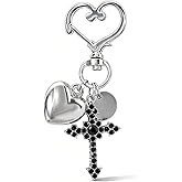 Angyape Goth Cross Keychain Heart Keychain Cute Bag Charms for Handbags Purse Charms Aesthetic Accessories Gifts for Women