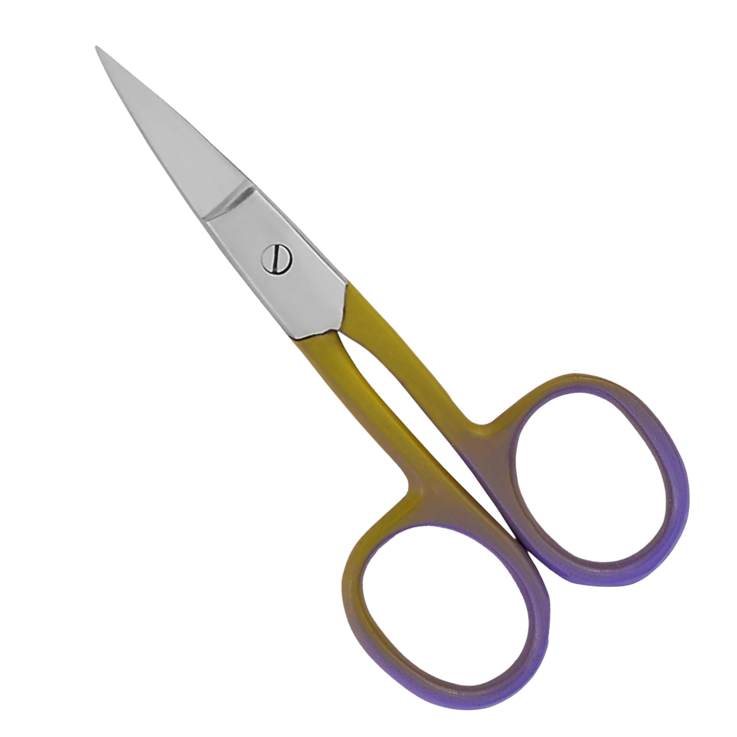 ASM Premium Nail Scissors Curved Manicure Cuticle Scissors - Heavy Duty Cuticle Trimmer for Eyebrow, Beard & Nose Hair Trimming 3.75" - Ideal Christmas Gifts for Women & Men (Golden Blue)