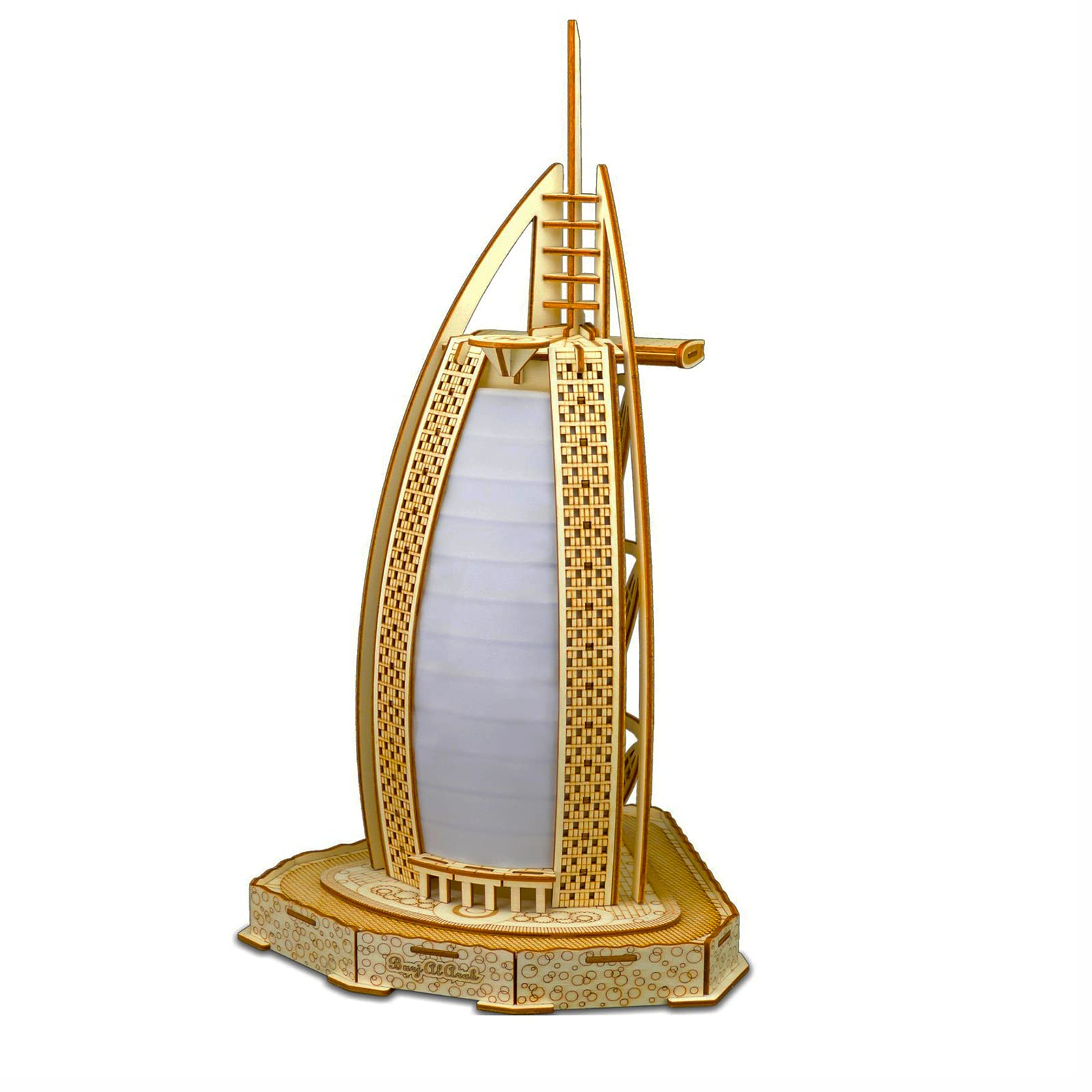 Burj Al Arab 3D Jigsaw Moveable Puzzles,Architecture Blocks Toy,Challenge for Adults Children,Assembly Wooden Home Decors Adult Craft Kits,Birthday Gift for Kids/Adults(65 pieces) (Burj Al Arab)