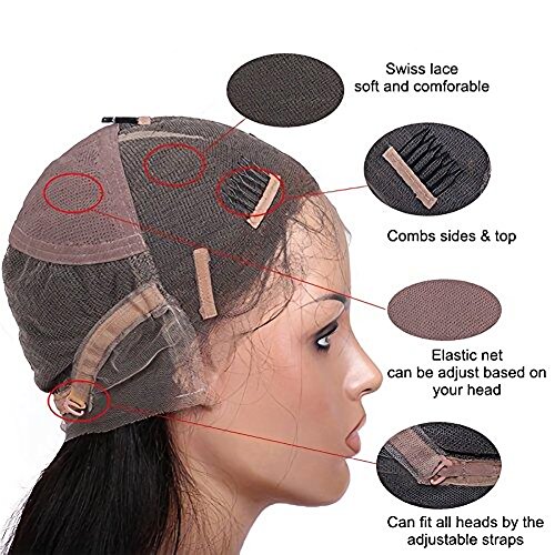 Kinky-Straight-Human-Hair-Wig-Italian-Yaki-Straight-Lace-Front-Human-Hair-Wigs-for-Black-Women-Glueless-Full-Lace-Wigs-with-Baby-Hair-18Inch-Full-Lace-Wig-130-Density-Natural-Color-small-cap