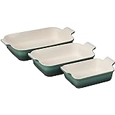 Le Creuset Stoneware Heritage Rectangular Baking Dish, 3 pc., Artichaut | Set of 3: 12.5-inch (4 qt.), 10-inch (2.5 qt.) and 7.5&rdquo; (1.1 qt.)
