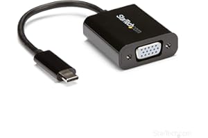 StarTech.com USB-C to VGA Adapter - Black - 1080p - Video Converter For Your MacBook Pro - USB C to VGA Display Dongle (CDP2V