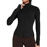 AVGO Women's Zip Up Workout Jacket Lightweght Gym Sweaters Sports Yoga Athetic Jacket with Thumb Holes(Black, M)