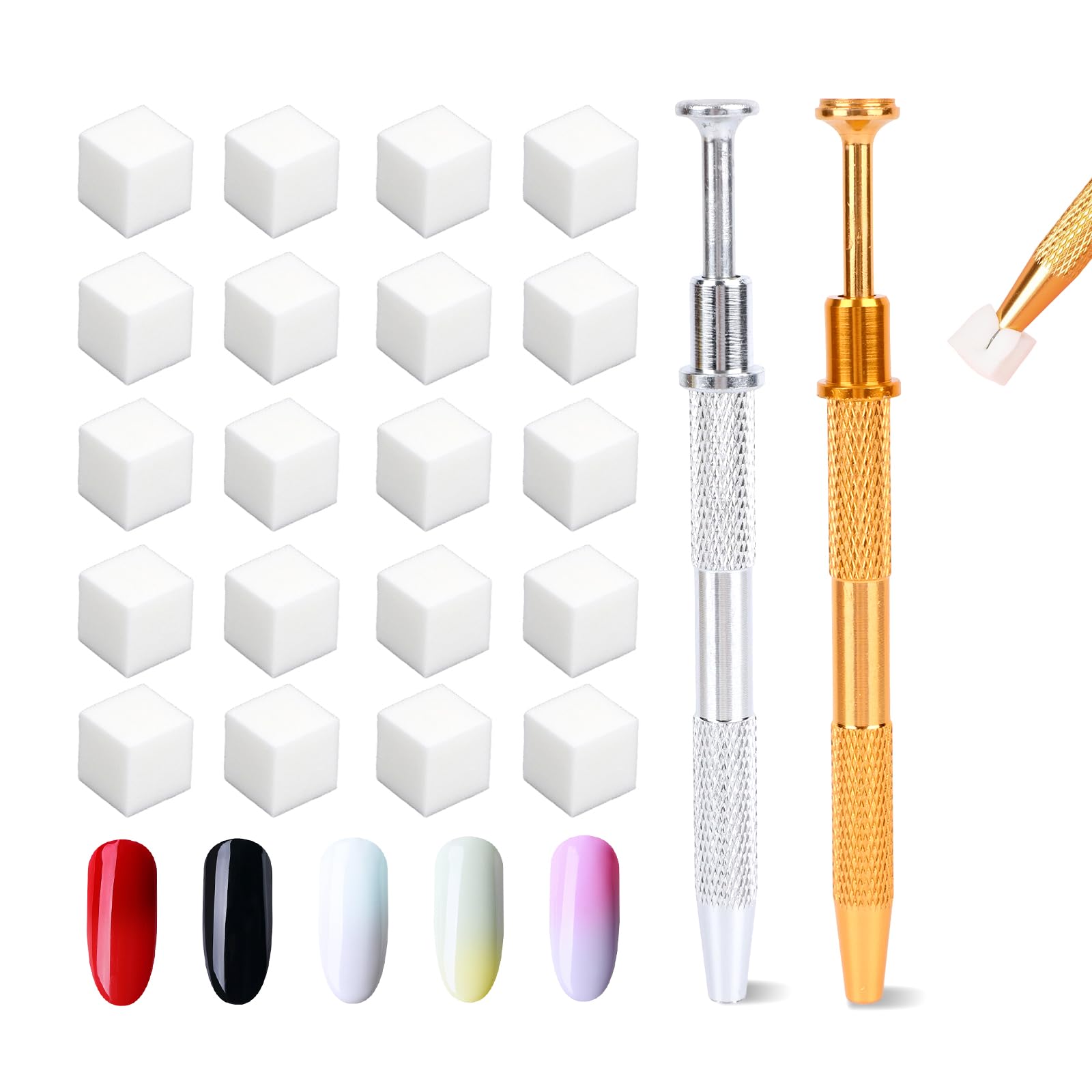 Photo 1 of 100pcs Soft Nail Sponges for Ombre, with 2pcs Metal Grabbing Pens Gradient Nail Art Tools for Professional Manicure and Home DIY Salon Charms Supplies