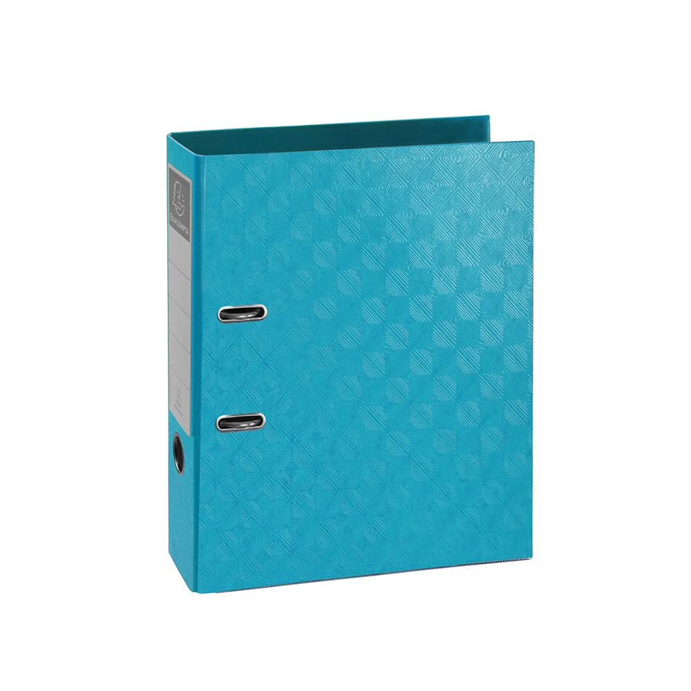Exacompta - Ref 53827E - 1928 Collection -Lever Arch File - 32 x 30cm, Suitable for A4 Documents, 70mm Spine, 2 Rings, Embossed Paper on Board - Turquoise (Pack of 10)