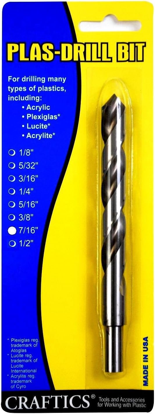 7/16 Drill Bit for Plastic (Acrylics, Plexiglas, Lexan, ABS, PVC, and