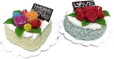 Amazon 2pcミニチュアウェディングケーキフルーツbakeryドールハウスケーキチョコレート誕生日ケーキstrawberry Mini Food Mf050 ハウス おもちゃ
