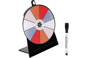 iobiotio 6 inch Spinner Wheel, Mini Spinning Wheel for Prizes with Stand, 10 Slots Color Small Tabletop Roulette Spinner, Easy Assembly and Erasable, Portable, 6 inch, 5mm, Arylic
