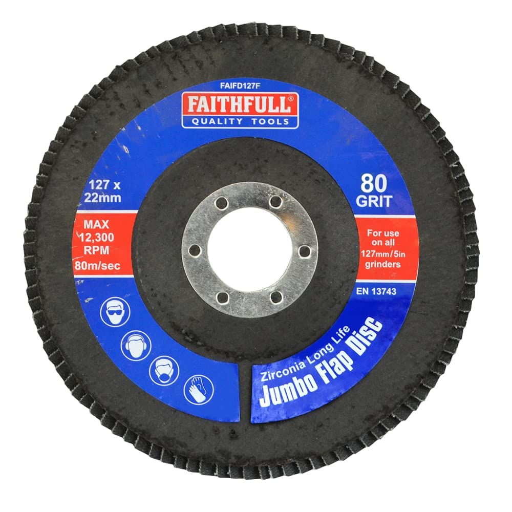 Faithfull FAIFD125120Z Zirconia Abrasive Jumbo Flap Disc 127mm x 22mm FINE