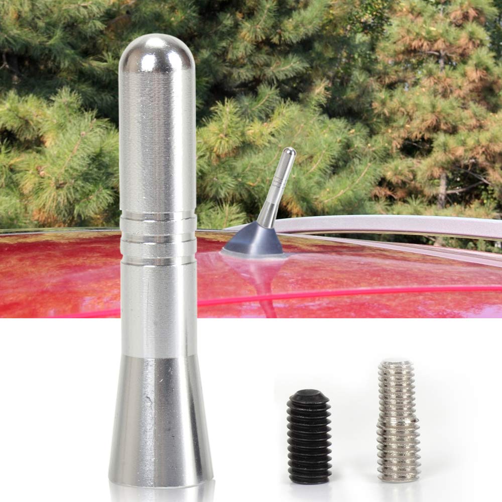 BOOMBOOST Car Aerial Car Radio Antenna 6cm Stainless Steel AM/FM Radio Short Antenna Compatible for Ford for C-MAX for Edge for Escape for Explorer for Fiesta for Fusion (Silver)