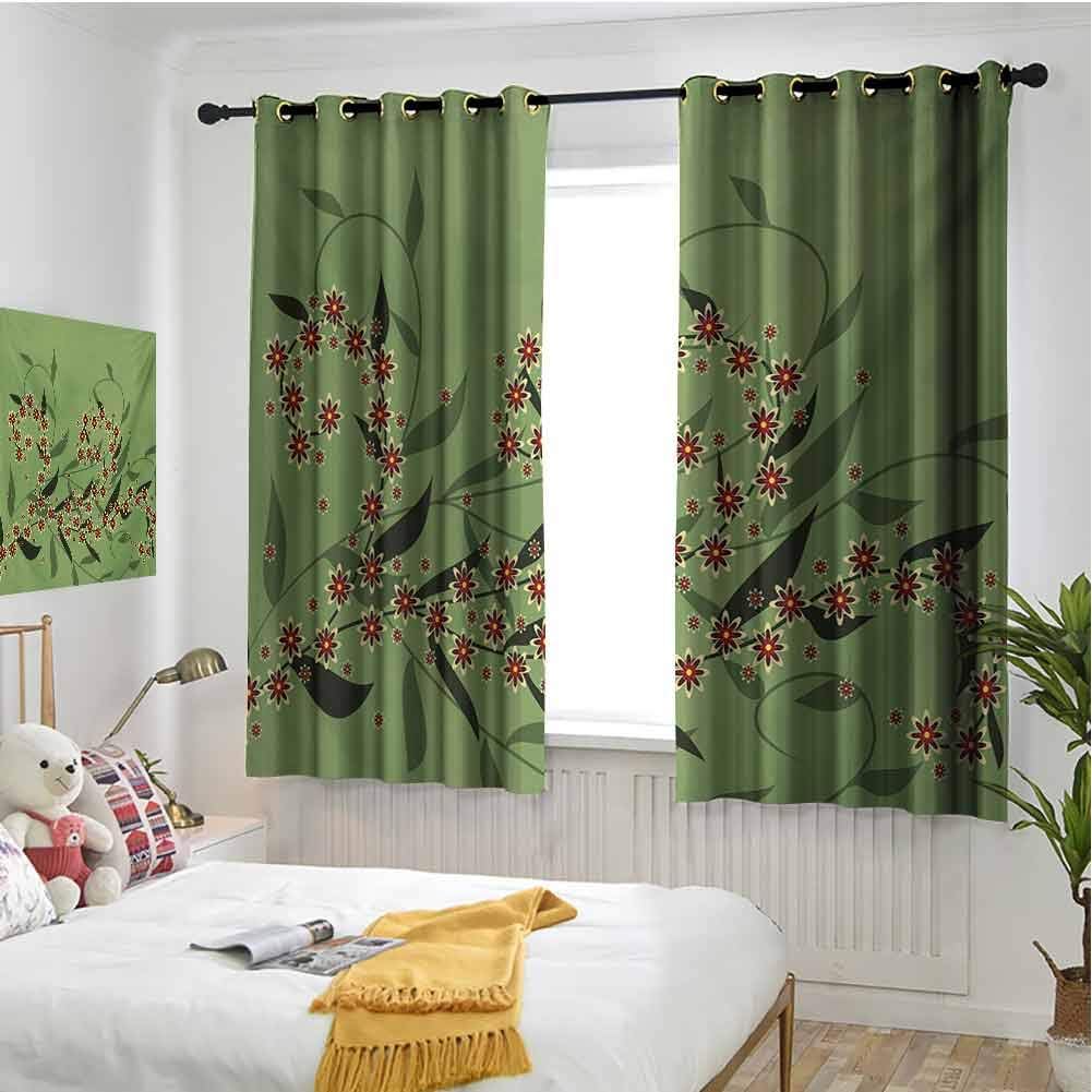 Amazon.com: hengshu Floral Blackout Curtains for Bedroom Retro Blooming