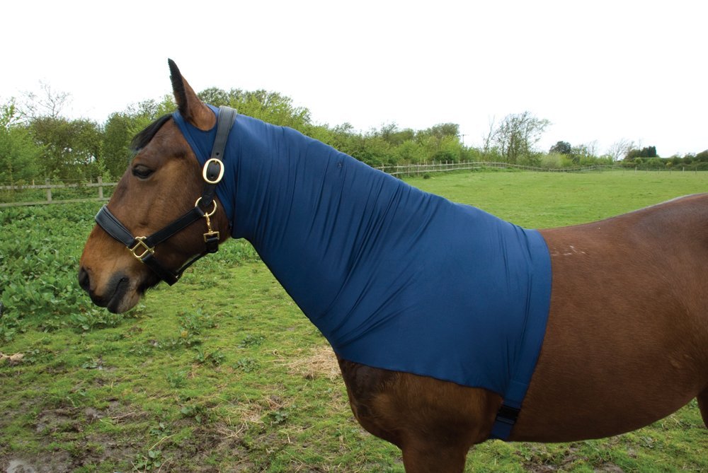 Rhinegold Satin Lycra Stretch Neck Cover - Full - Navy Blue