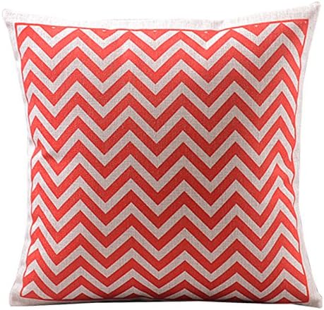 Magicboxes Cotton Linen Decorative Throw Pillow Case Cushion Cover Wave Chevron Pattern Red Square 18" Pillow Set Pillow Insert