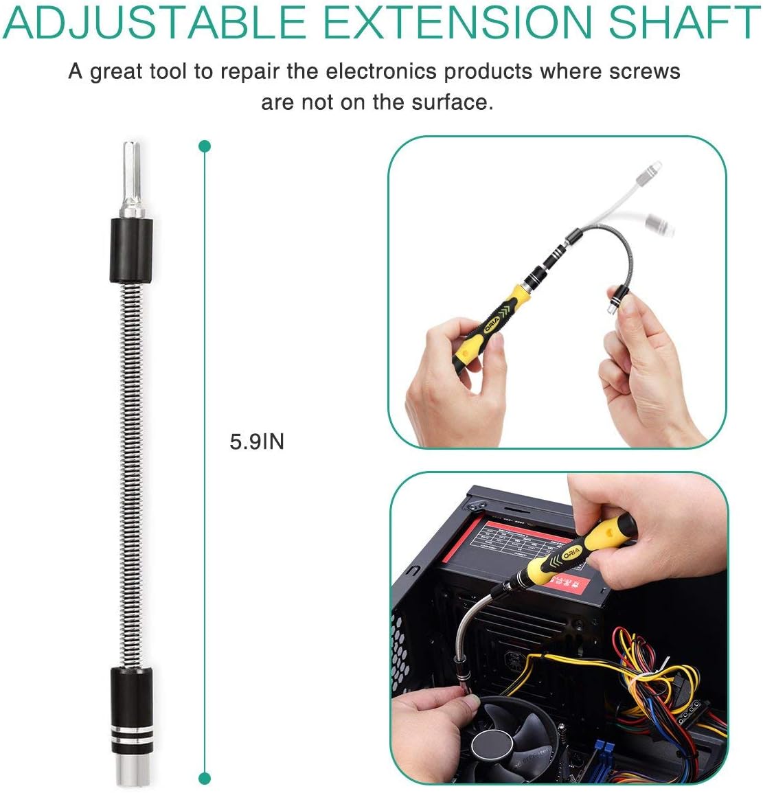 Precision Screwdriver Kit, 60 in 1 with 56 Bits Screwdriver Set, Magnetic Driver Kit with Flexible Shaft, Extension Rod for Mobile Phone, Smartphone, Game Console, Tablet, PC, Yellow: Home Improvement