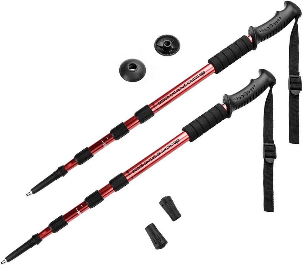Crown Sporting Goods Shock-Resistant Adjustable Trekking Pole and Hiking Staff (Set of 2), Blue, 43-Inch : Sports & Outdoors