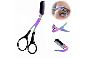 CLLFUU Eyebrow Trimmer Scissor,Stainless 2024 New Eyebrow Scissors with Comb,Non Slip Eyebrow Trimmer Scissors for Women Men,Compact Eyebrow Trimming Scissors (Black1)