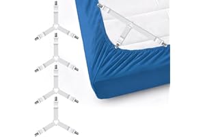 Adjustable Bed Sheet Straps with Metal Clips 4 Pack, Sheet Edge Clamp Holder for Fitted Sheets, Sofa Covers, Tablecloths and 