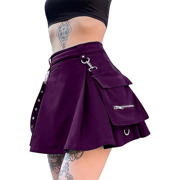 Amazon.com: Cargo Mini Skirt for Women Y2K Gothic Pleated