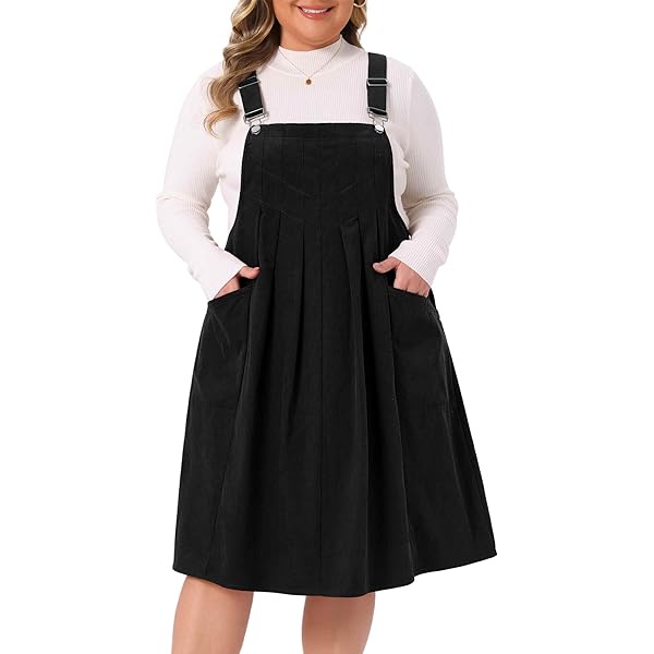 Amazon.com: Agnes Orinda Plus Size Pinafore Overall Dress for