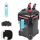 PONDFORSE Canister Filter, External Aquarium Filter Ultra-Quiet with Media | Adjustable Flow Rate, Multiple Filtration Approaches, Powerful Water Circulation Cleaning Machine for Fish Tanks and Aquarium