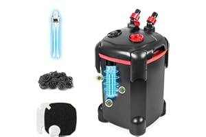 PONDFORSE 225GPH Canister Filter, External Aquarium Filter Ultra-Quiet Water Circulation Cleaning Machine with Media for Fish Tanks and Aquariums Up to 55 Gallons (225GPH)