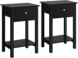 Yaheetech Black Bedside Tables 2pc Nightstand 30x40x61cm with Drawer
