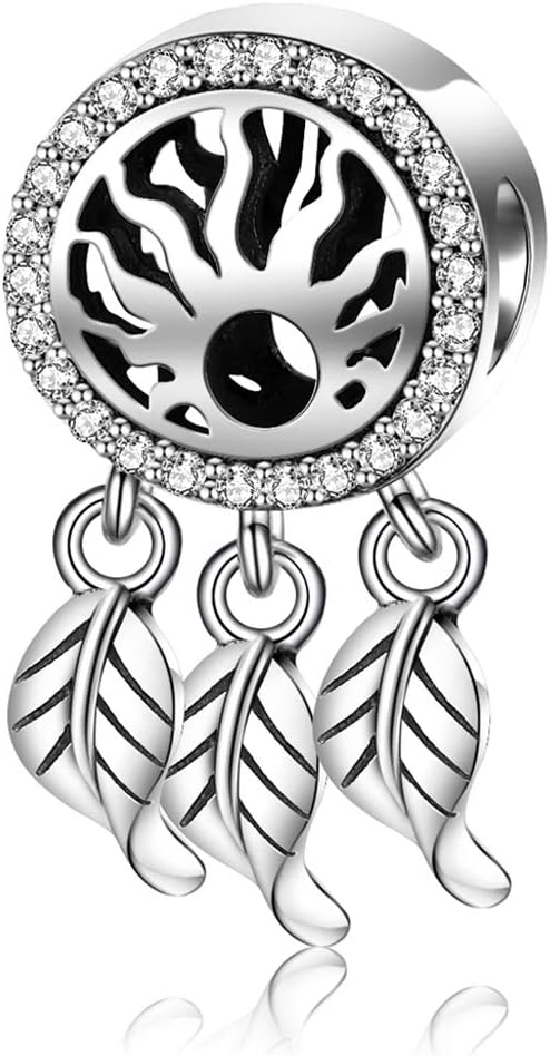 JIAYIQI Dream Catcher Charms 925 Sterling Silver Dangle Bead Charms for Women Bracelets Necklaces Mom Gifts
