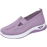 Goferlaa Women's Woven Orthopedic Breathable Soft Shoes Arch Support, Diabetes Foam Shoes Walking Anti-Skid Sports Shoes