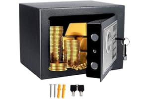 Small Heavy Duty Digital Safe Box, Fire Resistant Security Safe for Home & Office with Emergency Keys, 23x17x17cm, Easily Mou