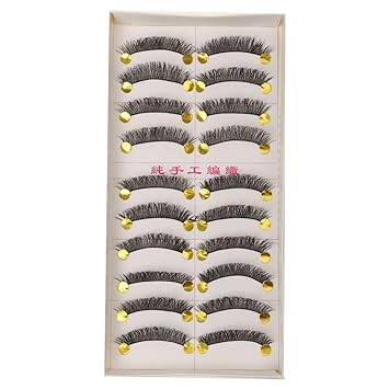 Electomania 10 Pairs Fashion Makeup Handmade Natural Thick Long False Eyelashes Eye Lashes (Black)