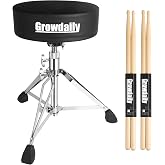 GrowDaily Drum Throne Seat,Adjustable Stool Drum Universal Thick Padded Drum Throne Drummer Stool with 2Pacs 5A Drumsticks